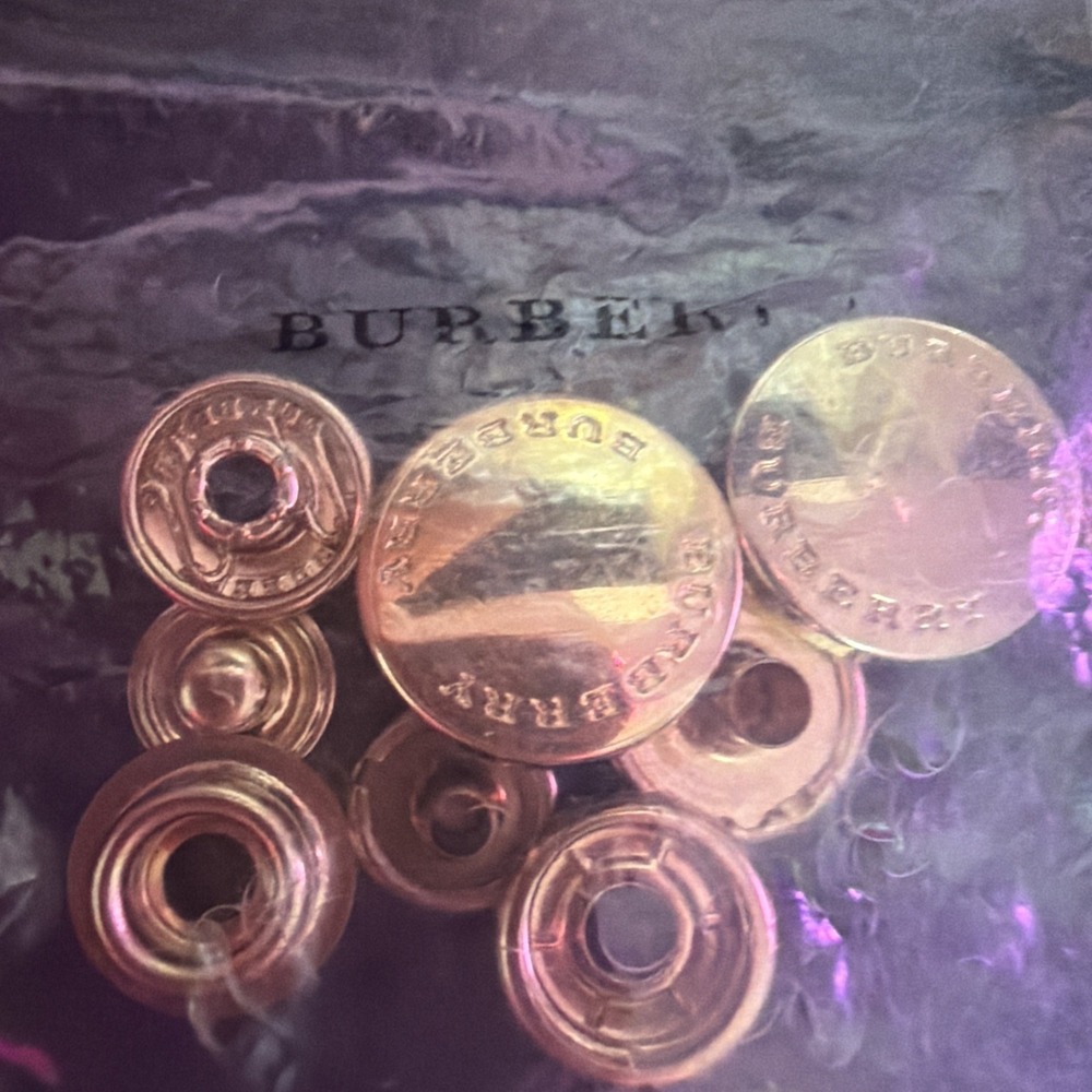 New Burberry Gold Metal Replacement Buttons 8 Piece Snap And Stud Buttons